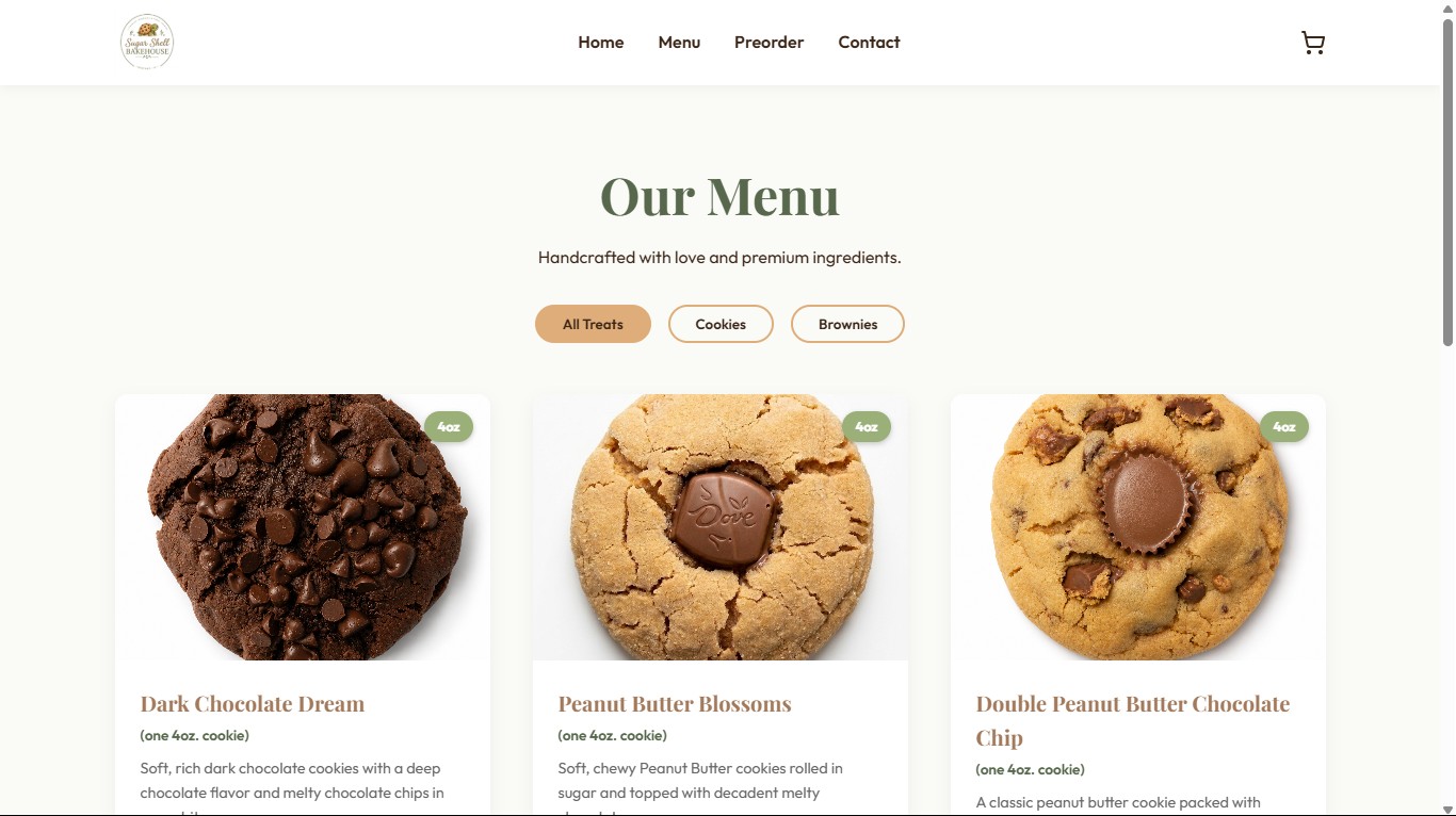 Sugar Shell Menu Section