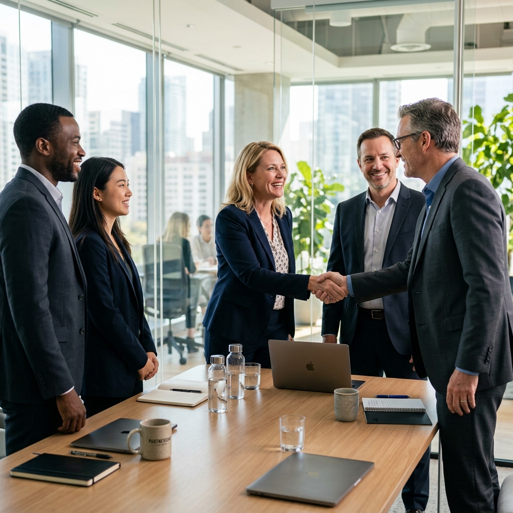 Humans creating professional work relationships